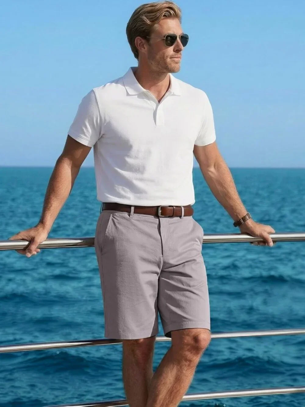 Men's Lightweight Cotton Stretch Dress Shorts - Casual 9